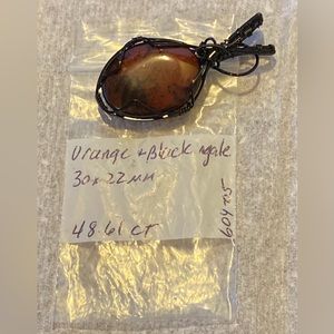 Orange & Black Agate Pendant